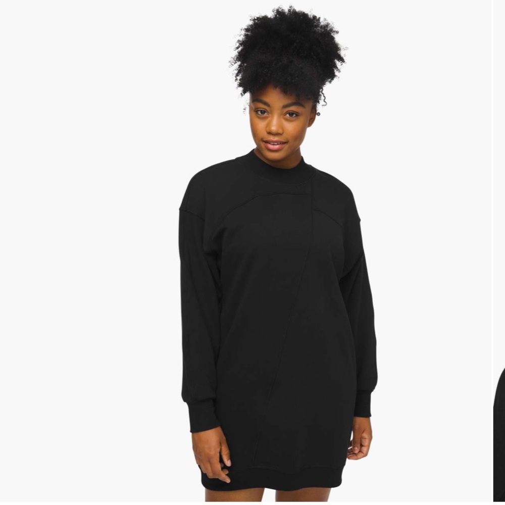 Lululemon Black Broken Beats French Terry Sweater Dress